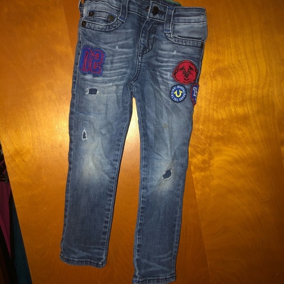 BOYS true religion rocco skinny patch jeans kids 4 - Picture 1 of 7